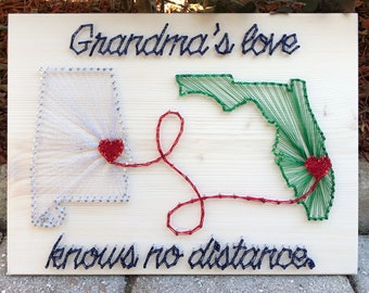 MADE TO ORDER- Grandparents Two State/Country String Art Sign, Grandma Grandpa, Family Gift, Sentimental, Mothers Day, Adjoining States