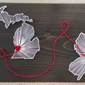 MADE TO ORDER Two State/Country String Art Sign, Wood Sign, Connecting States, Two Countries, Wedding Gift, Cotton Anniversary, Realtor image 2