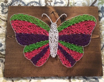 MADE TO ORDER- Butterfly String Art, bug or insect, nursery wall decor, girl gift, kids room, Birthday, teacher appreciation gift, Christmas
