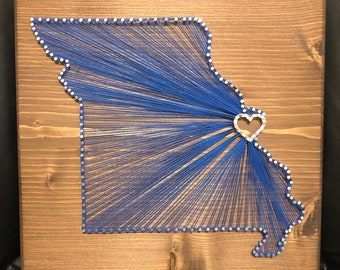 Made To Order - Missouri String Art State Sign, Wood Sign, Wedding gift, State shape, Anniversary, USA Art, Home Sweet Home, St. Louis