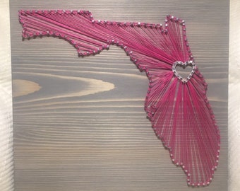 Made To Order - Florida String Art State Sign, Wood Sign, Wedding, Home state, State shape, Anniversary, USA Art, Home Sweet Home, Orlando
