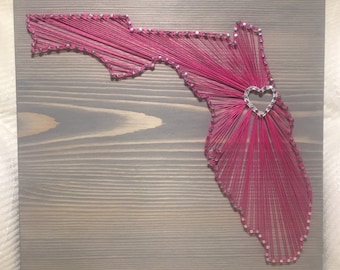Florida String Art State Sign, Wood Sign, Wedding, Home state, State shape, Anniversary, USA Art, Home Sweet Home, Orlando