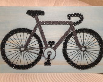 MADE TO ORDER- Bicycle String Art Sign, Bike Art, Personalized, Sports, Cyclist, Birthday, Gifts for her, Christmas Present, Fathers Day