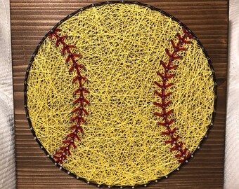 Made To Order - Sports Softball String Art Sign, Sports Art, Kids room, girl gift, Wall Decor, gift for her, Handmade, Christmas