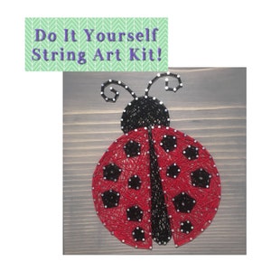 Ladybug Insect DIY String Art Kit 7x7, Pre-Hammered Craft Kit, Beginner-Friendly, Kids Gift, Simple String Art Sign, Easy Craft Project