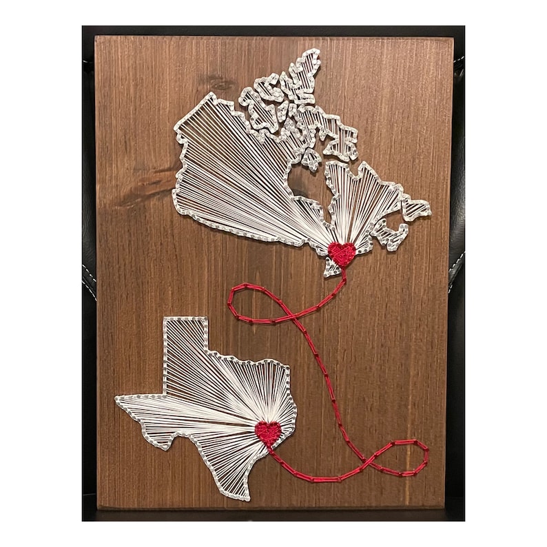 MADE TO ORDER Two State/Country String Art Sign, Wood Sign, Connecting States, Two Countries, Wedding Gift, Cotton Anniversary, Realtor image 4
