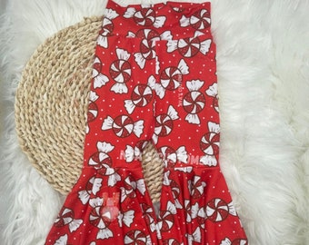 Toddler bell bottoms,girl Christmas pants, holiday bell bottoms, girl bell bottoms, baby girl holiday leggings,