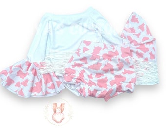 Holy Cow am one girl birthday outfit, rodeo  bodysuit for girl, bummie with fringe, cow print bummies, baby girl rodeo outfit, western girl