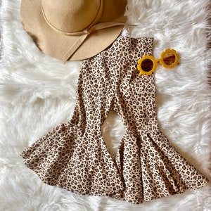 Cheetah print bell bottoms, bell bottoms for toddler, girl bell bottoms, animal print flare pants for girl, wild one bell bottoms, two wild