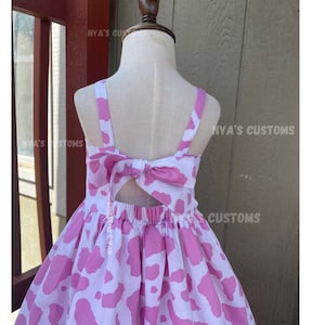 Baby girl cow print dress, cowgirl smash cake dress, rodeo pageant dress, western pink dress, toddler girl pink dress, farm theme birthday