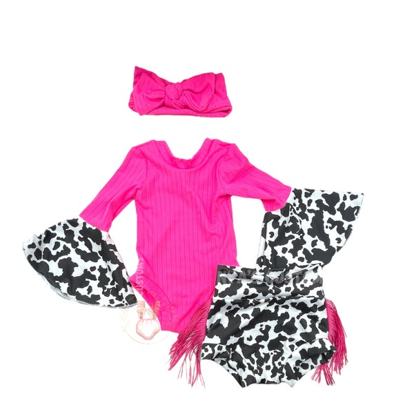 Holy Cow am one girl birthday outfit, rodeo  bodysuit for girl, bummie with fringe, cow print bummies, baby girl rodeo outfit, western girl