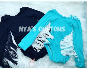 Cow girl birthday outfit, rodeo fringe bodysuit for girl, leotard with fringe, bodysuit baby girl rodeo outfit, turquoise western girl leo