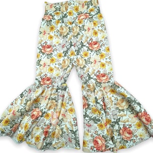 Floral bell bottoms, Toddler girl bell bottoms, vintage floral flare pants, girl flares, baby girl flares, baby girl bell bottoms