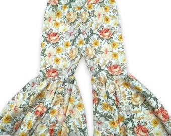 Floral bell bottoms, Toddler girl bell bottoms, vintage floral flare pants, girl flares, baby girl flares, baby girl bell bottoms