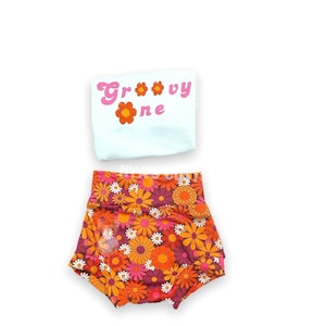 Groovy one birthday outfit, groovy toddler outfit, Groovy one shirt, 1st birthday shirt, bummies for toddler girl, groovy girl outfit