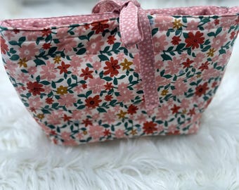 Floral Bible Sleeve, Handmade Quilted Book Protector, Soft Cover, Christian gift, pink floral book sleeve, gift for readers
