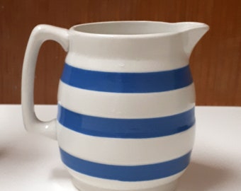 Vintage Carrigaline Colleen Kitchenware Pottery Blue Striped Cream Pitcher