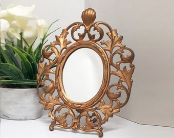 Ornate Victorian Cast Iron Table Mirror