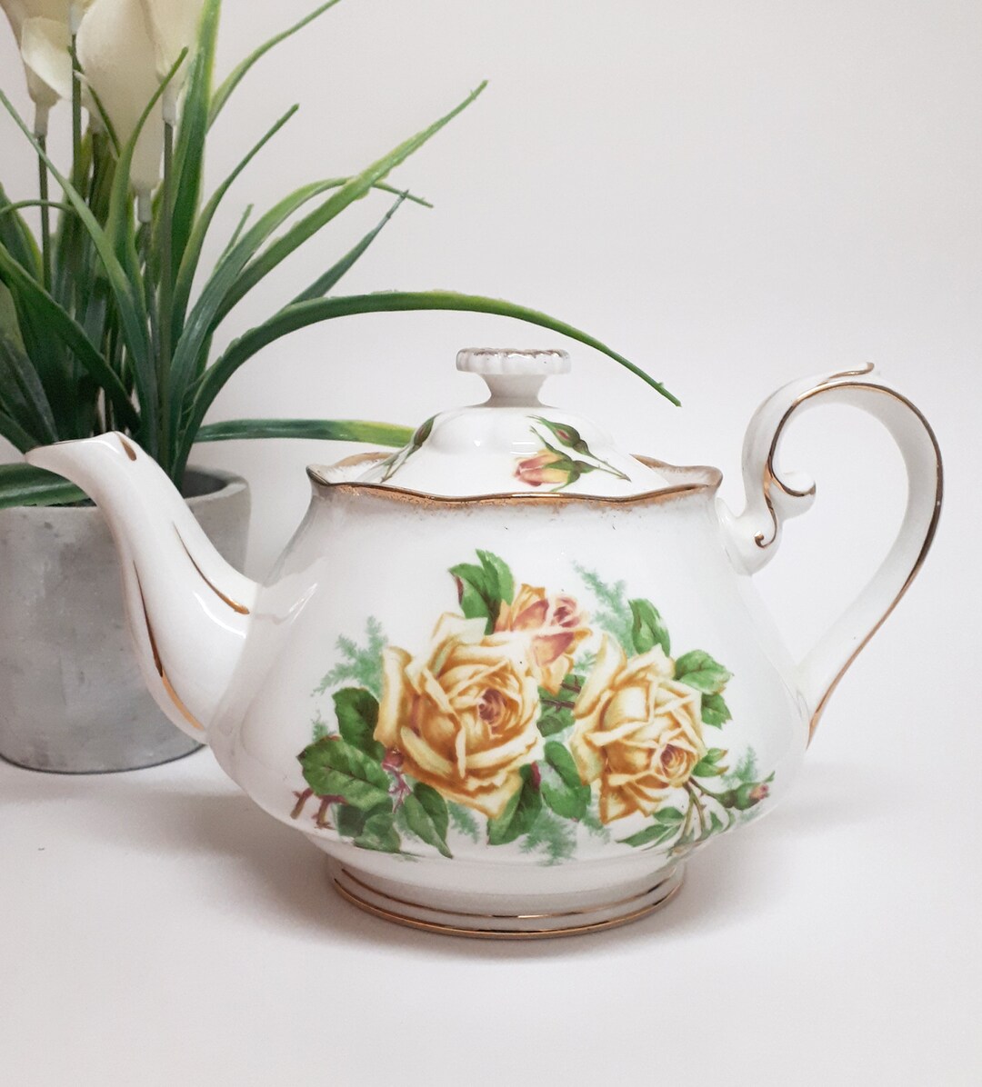 Royal Albert Tea Rose Yellow Teapot Etsy
