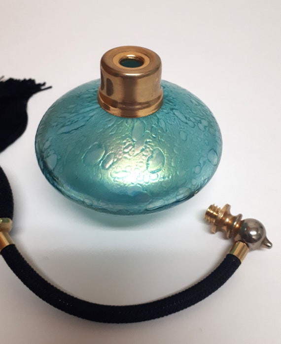 Art Glass Iridescent Perfume Bottle with Atomizer - Gem