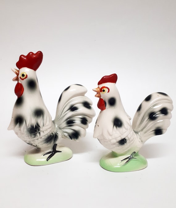 Vintage Rooster and Hen Salt & Pepper Shakers Etsy