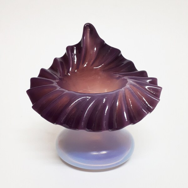 Victorian Opalescent Jack In The Pulpit Cased Purple Glass Vase