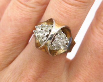 Vintage Panetta CZ and Sterling Silver Cocktail Statement Dome Ring Sz 7.25