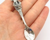 925 Sterling Silver Vintage BEAU Harp Spoon Design Pin Brooch