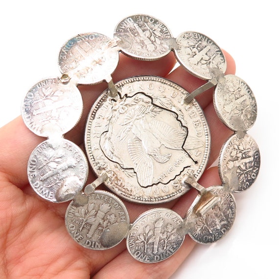 900 Silver Vintage Morgan Dollar and Roosevelt Di… - image 2