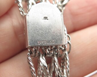 925 Sterling Silver Vintage Heart Oval Link Bracelet 7