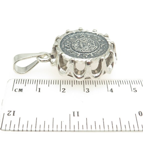 925 Sterling Silver Vintage Aztec Calendar Ornate… - image 3