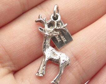 925 Sterling Silver Vintage Moose / Elk Charm Pendant