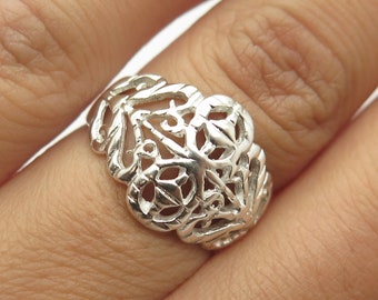 925 Sterling Silver Vintage Ornate Swirl Ring Size 6