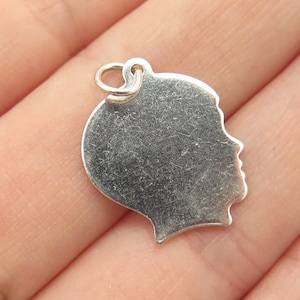 925 Sterling Silver Vintage Boy's Profile Design Pendant