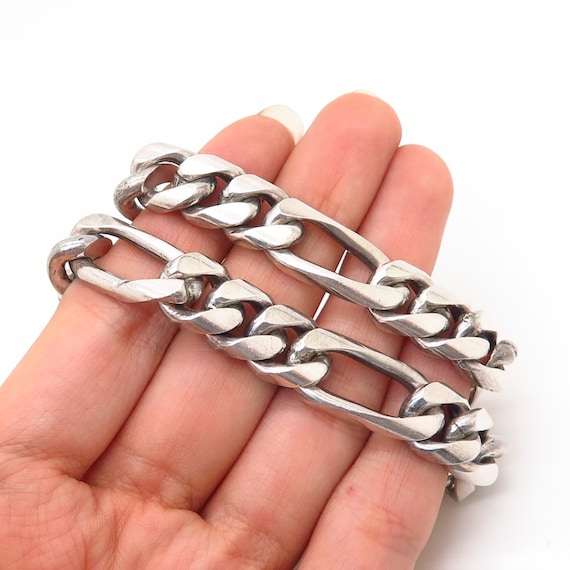 925 Sterling Silver Vintage Mexico Thick Heavy Cuban Figaro - Etsy