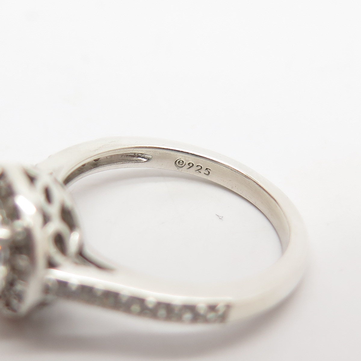 お値下げ　silver ring（ベア）ビンテージ 925 Sterling Silver Vintage Round-cut C Z Engagement Ring