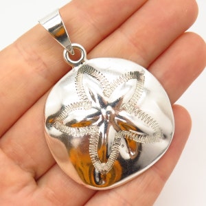 925 Sterling Silver Vintage Mexico Sand Dollar Design Pendant