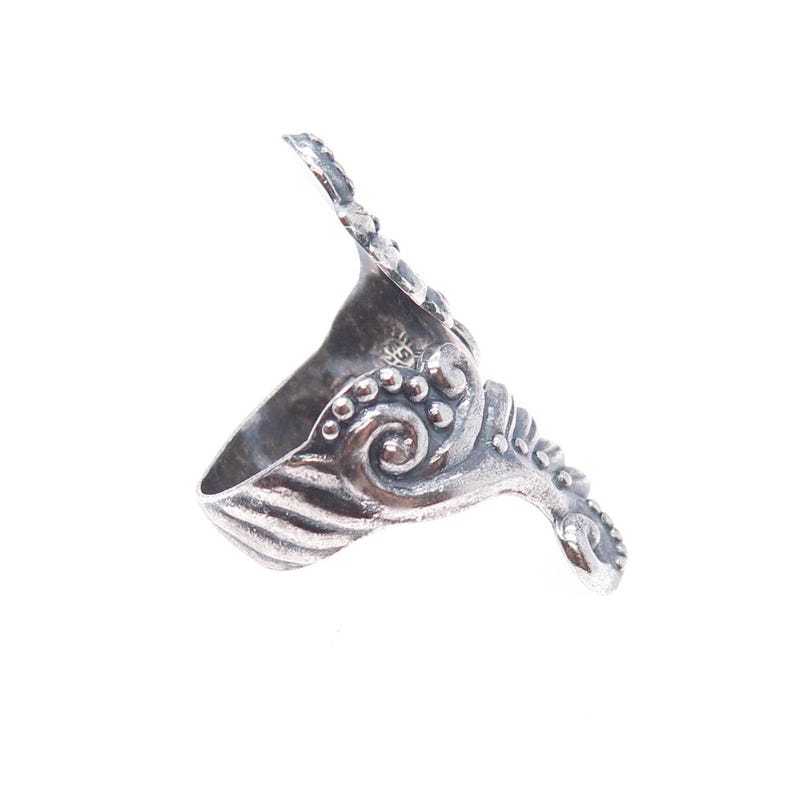 925 Sterling Silver Vintage Mexico Angel Wings Adjustable Oxidized Ring Size 9 image 4