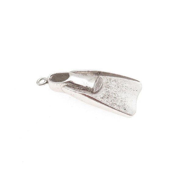 925 Sterling Silver Vintage HLP Scuba Diving Fin Oxidized Charm Pendant View 6