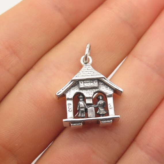 800 Silver Vintage Storyteller House Charm Pendant - image 2