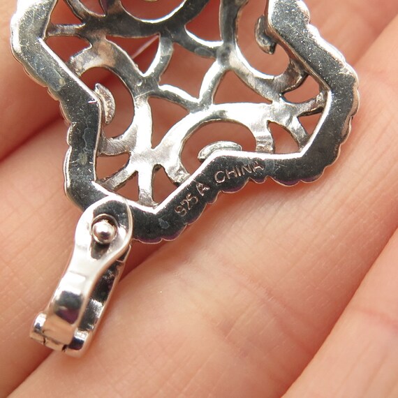 925 Sterling Silver Vintage Abstract Ornate Penda… - image 7
