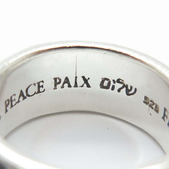 925 Sterling Silver Vintage Peace Band Ring Size … - image 8