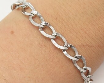 925 Sterling Silver Vintage Cable Link Bracelet 7 1/4