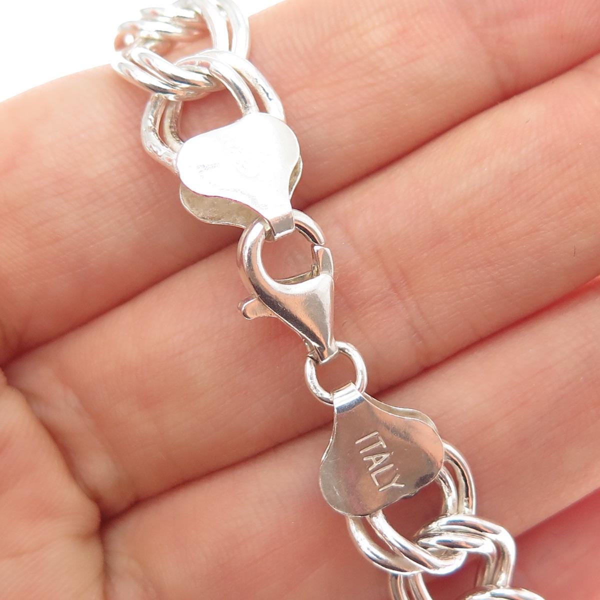 925 Sterling Silver Vintage Italy Double Curb Link Bracelet 7.25