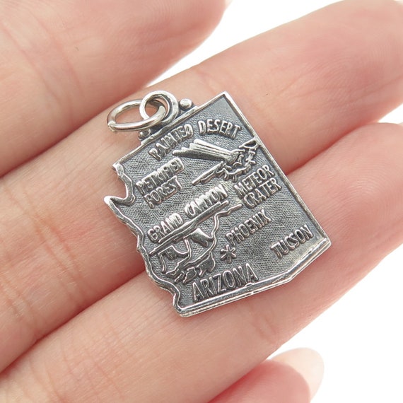 925 Sterling Silver Vintage Arizona State Map Char