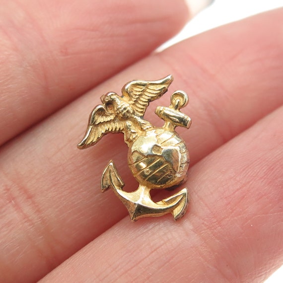 925 Sterling Silver Gold Plated Antique WWII USMC… - image 1