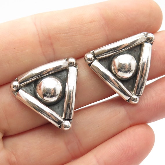 925 Sterling Silver Vintage Mexico Triangle Clip … - image 1
