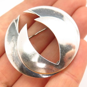 925 Sterling Silver Vintage Modernist Design Mexico Pin Brooch