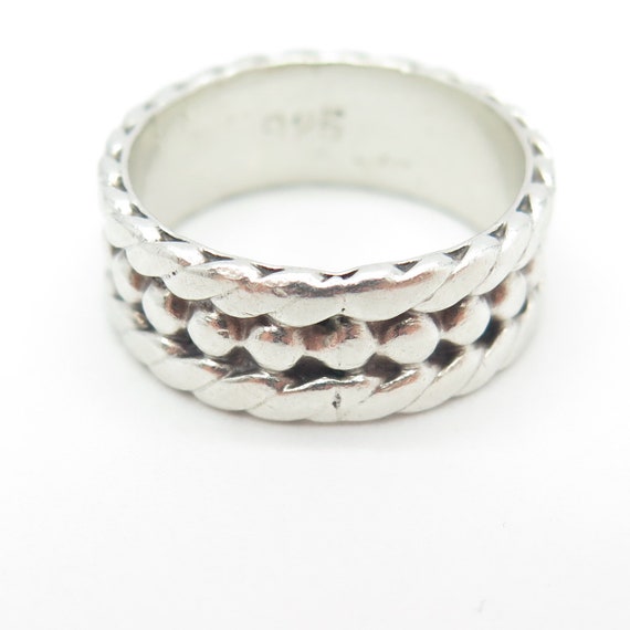 925 Sterling Silver Vintage Mexico Twisted Beaded… - image 4