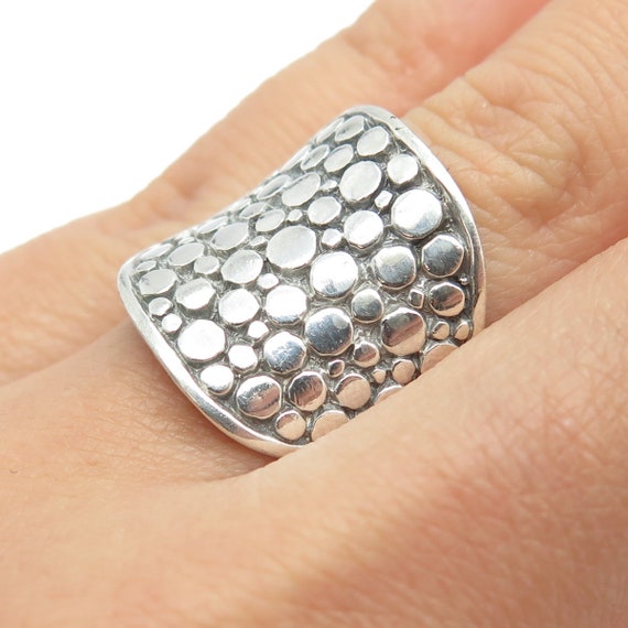 SARDA 925 Sterling Silver Vintage Polka Dot Wide … - image 2